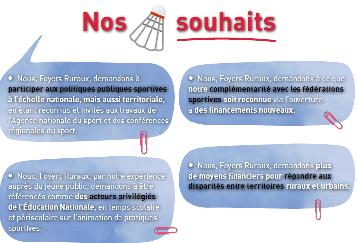 Plaidoyer des Foyers Ruraux, nos demandes