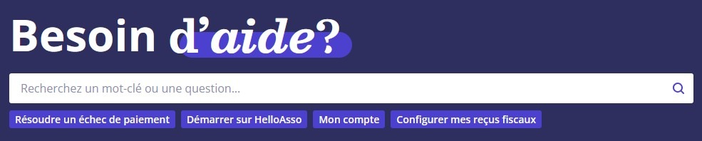 Lien vers la page d'aide de HelloAsso.